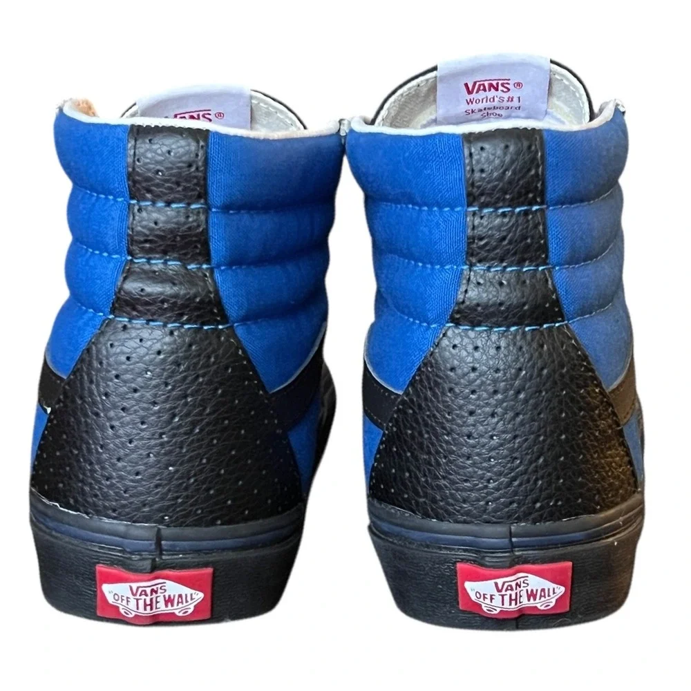 Vans Sk8 Hi High Top Snake Print Blue Black Leather Sneakers Mens 6.5 Womens 8‎